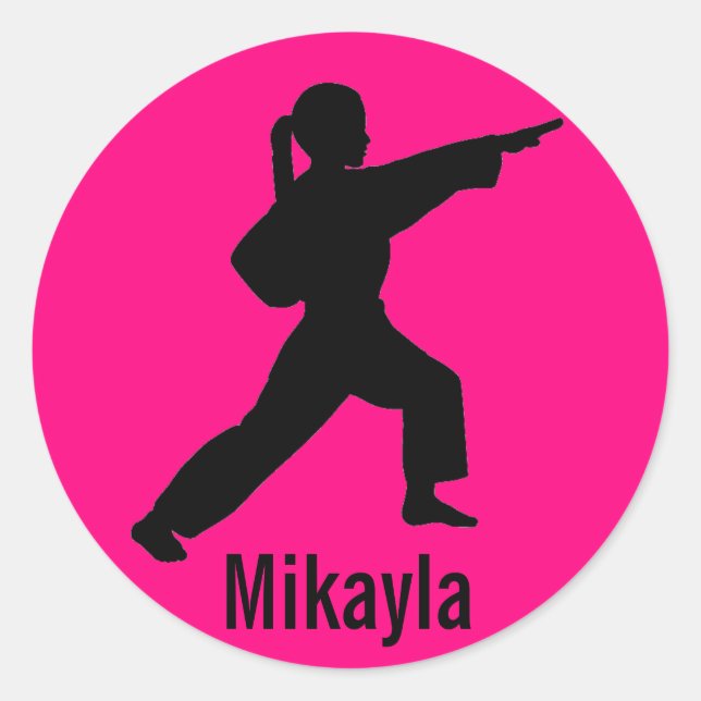 Mikayla hot pink Karate Girl stickers (Front)