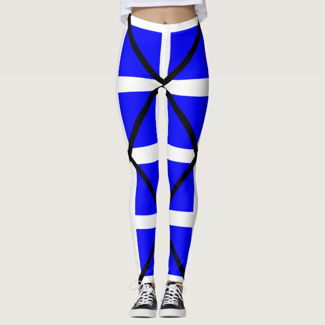 Mike blue white cross leggings (Front)