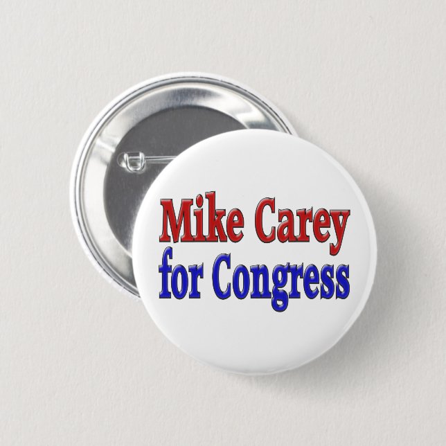 Mike Carey for Congress red blue text 6 Cm Round Badge (Front & Back)