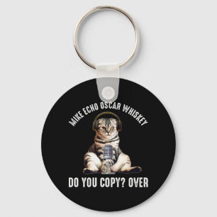 Mike Echo Oscar Whiskey Ham Radio Cat Key Ring