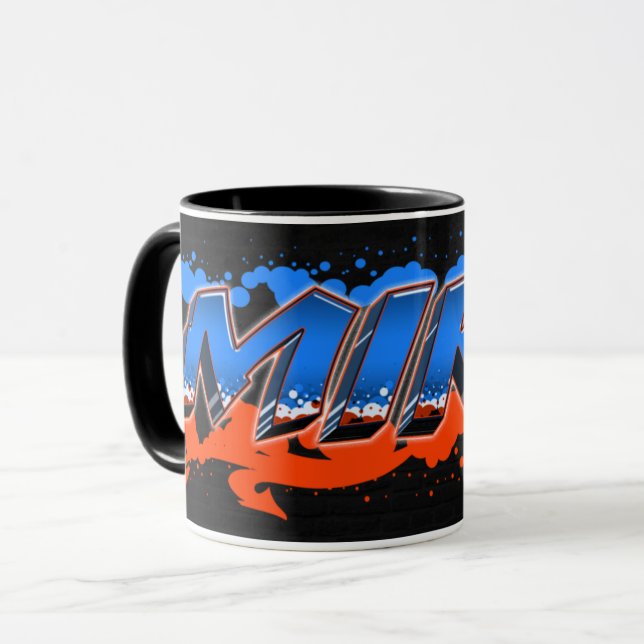 Mike First Name Graffiti blue orange cup (Front Left)