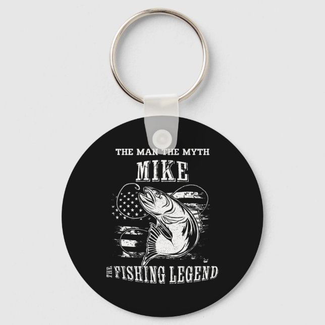 Mike Man Myth Fishing Legend Personalised Name  Key Ring (Front)