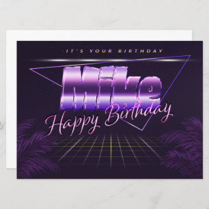 Mike Name First name lila retro card Birthday