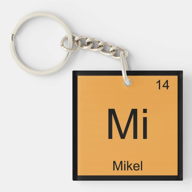 Mikel Name Chemistry Element Periodic Table Key Ring (Front)