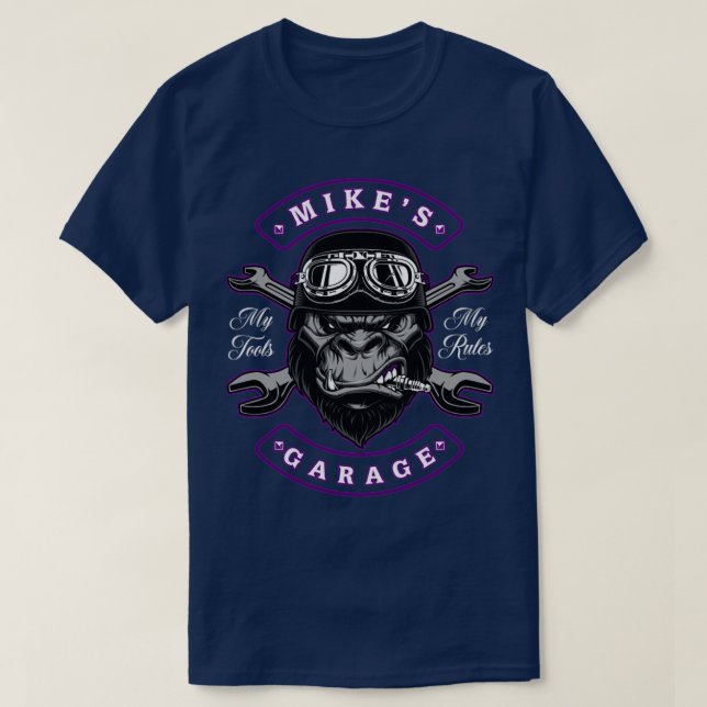 Mikes Garage Personalised Mens Gift T-Shirt (Design Front)