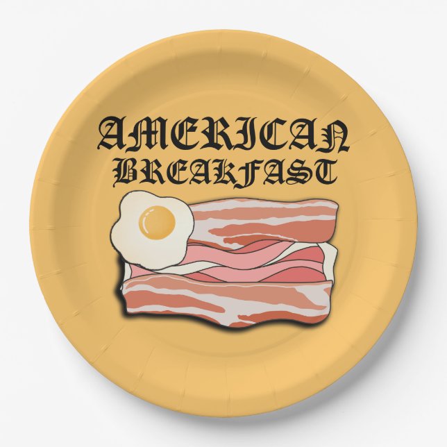 Mikitiez american breakfast bacon egg july picnic paper plate (Front)