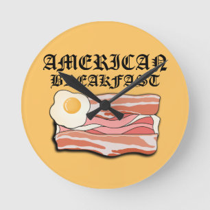 Mikitiez american breakfast bacon egg july picnic round clock
