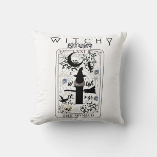 Mikitiez basic witch witchy wizard tarotcard black cushion