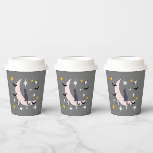 Mikitiez black cat bat halloween fall winter moon paper cups