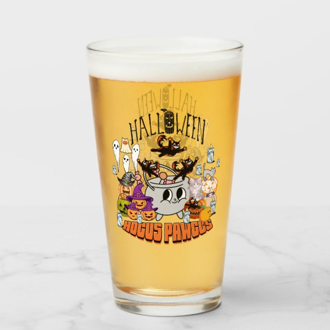 Mikitiez black cat spooky halloween vibes ghouls  glass (Back Filled)