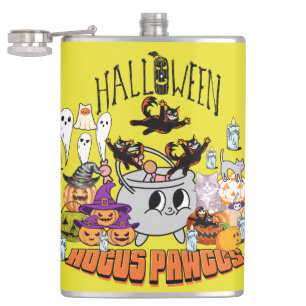 Mikitiez black cat spooky halloween vibes ghouls hip flask