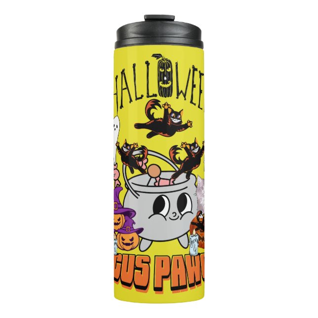 Mikitiez black cat spooky halloween vibes ghouls  thermal tumbler (Front)