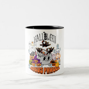 Mikitiez black cat spooky halloween vibes ghouls Two-Tone coffee mug