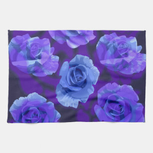 Mikitiez blue rose flower valentine fantasy rock tea towel