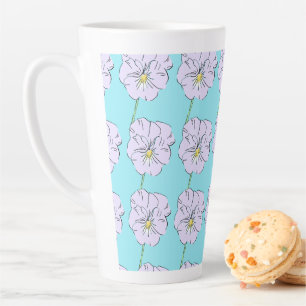 Mikitiez blue tiny little white flower pattern latte mug