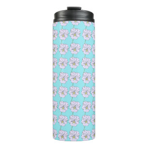 Mikitiez blue tiny little white flower pattern thermal tumbler