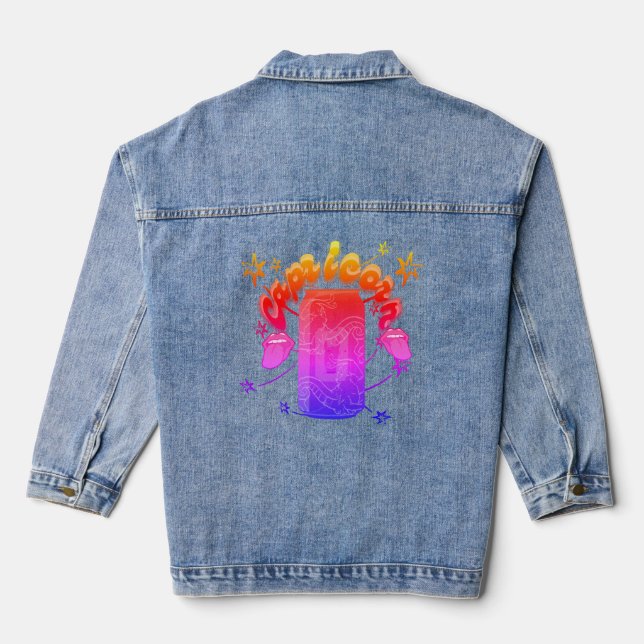 Mikitiez capricorn devil rockstar saturn denim jacket (Back)