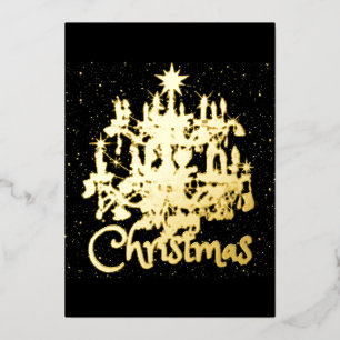 Mikitiez classicwhitechristmas light jollyholly foil holiday card