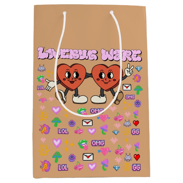 Mikitiez custom valentine funny lovebug software medium gift bag (Front)