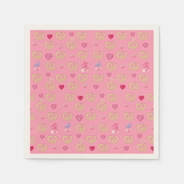 Mikitiez cute pretzel bread cosy valentine pastry  napkin (Front)