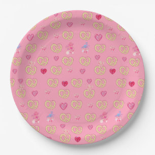 Mikitiez cute pretzel bread cozy valentine pastry  paper plate