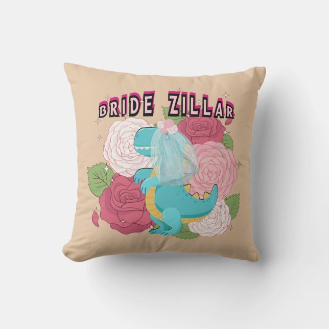 Mikitiez dinosaur bride wedding squad cushion (Front)