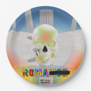 Mikitiez dreamer skull tatto rainbow rose beach Ro Paper Plate