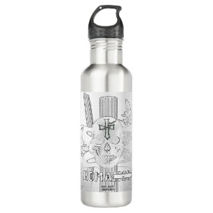 Mikitiez dreamer skull tatto rainbow rose rock 710 ml water bottle