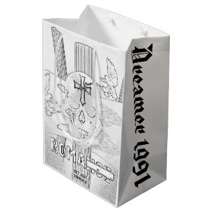 Mikitiez dreamer skull tatto rainbow rose rock medium gift bag
