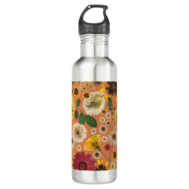 Mikitiez earthday nature selflove rose flower 710 ml water bottle (Front)