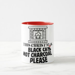 Mikitiez funny blackcat x'mas charcoal santa mug