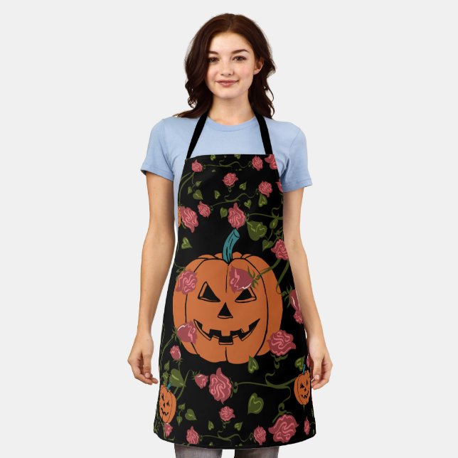 Mikitiez halloween pumpkin spooky october fall red apron (Worn)
