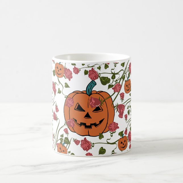 Mikitiez halloween pumpkin spooky october fall red coffee mug (Center)