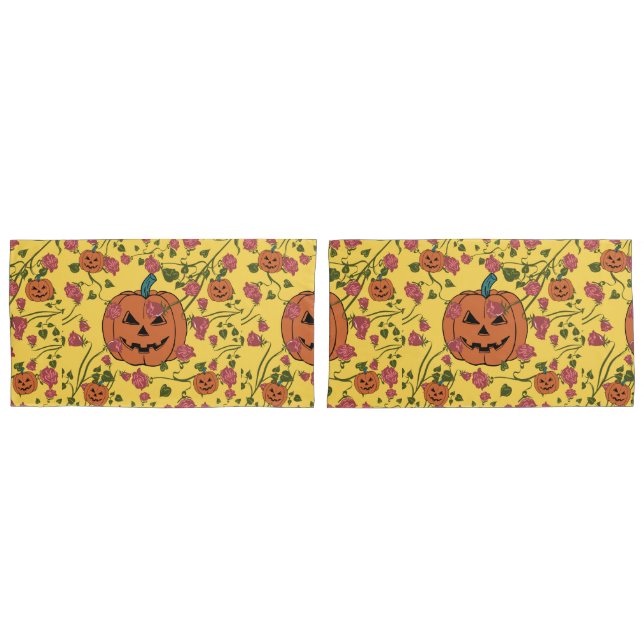Mikitiez halloween pumpkin spooky october fall red pillowcase (Front-Set)