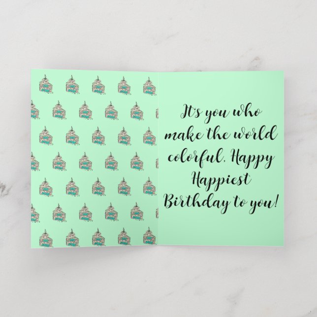 Mikitiez HappyBirthday cakeseason sprinkle balloon Foil Greeting Card (Inside Laydown)