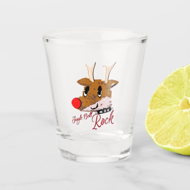 Mikitiez jinglebellrock punk gothmas reindeer shot glass (Front)