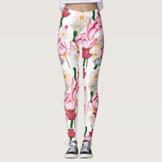 Mikitiez lotus rose flower garden leggings