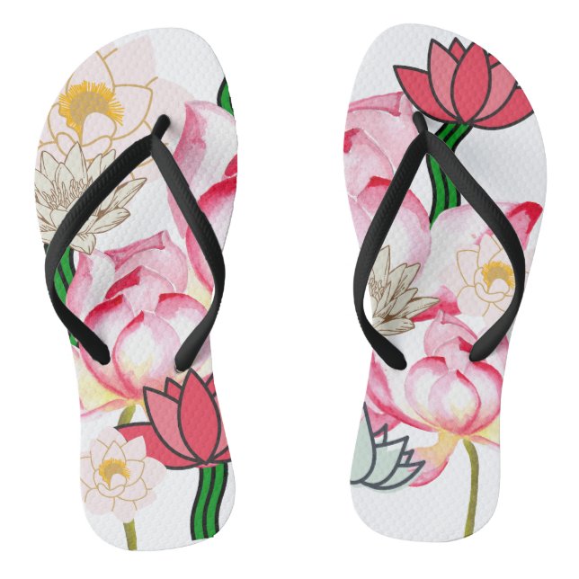 Mikitiez lotus rose flower garden thongs (Footbed)