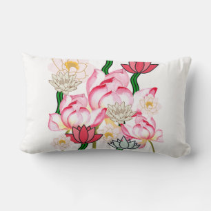 Mikitiez lotus rose flower garden Throw Pillow