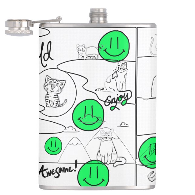 Mikitiez meow summer cat party beach  hip flask (Opened)