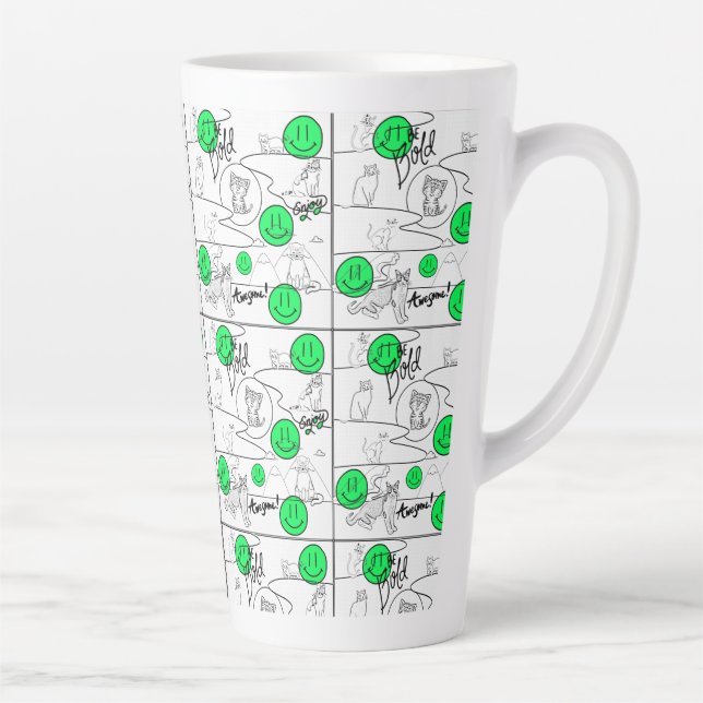 Mikitiez meow summer cat party beach  latte mug (Right)