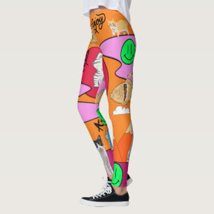 Mikitiez meow summer cat party beach leggings