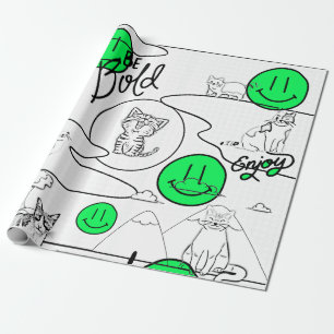 Mikitiez meow summer cat party beach  wrapping paper