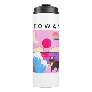 Mikitiez miami meow sunset vintage thermal tumbler