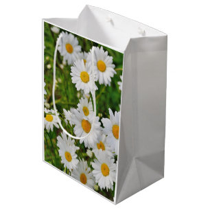 Mikitiez mini white daisy wild flower vintage medium gift bag