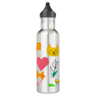 Mikitiez origami cancer summer jewel animal cat  710 ml water bottle