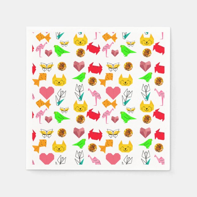 Mikitiez origami cancer summer jewel animal cat  napkin (Front)