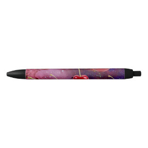Mikitiez red cheery galaxy vegan  black ink pen