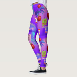 Mikitiez red skull toxic apple vegan summer  leggings