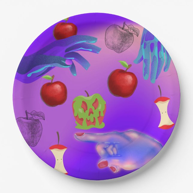 Mikitiez red skull toxic apple vegan summer paper plate (Front)